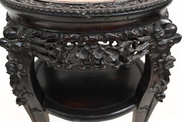 Antique Chinese Carved Hardwood Side Table, 1860s for sale