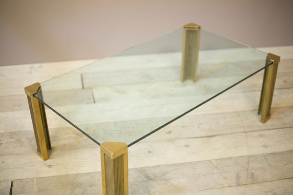 verkoper Hoop van Doodskaak Mid-Century Bronze and Glass Coffee Table by Peter Ghyczy for sale at Pamono