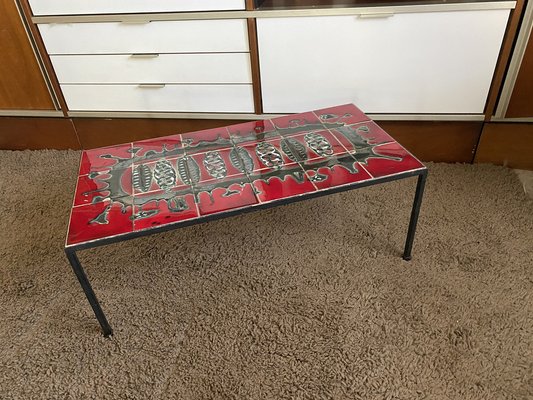 Ceramic and Metal Tray Coffee Table 1960s
