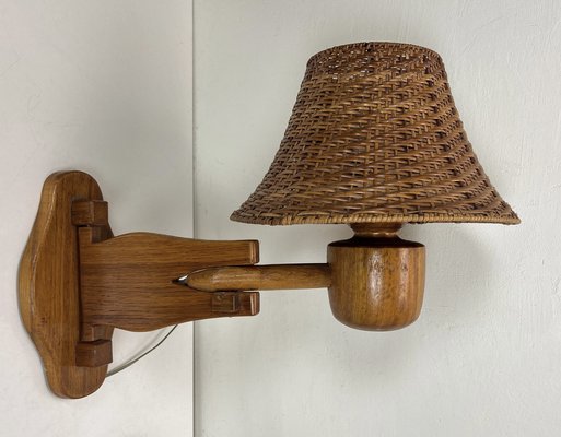 Mid-Century Wooden Swivel Swing Arm Wall Lamp, Denmark, 1960s for