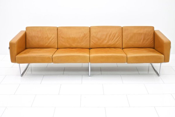 Swiss Four Seater Leather Sofa By Hans Eichenberger For Strässle 1970s