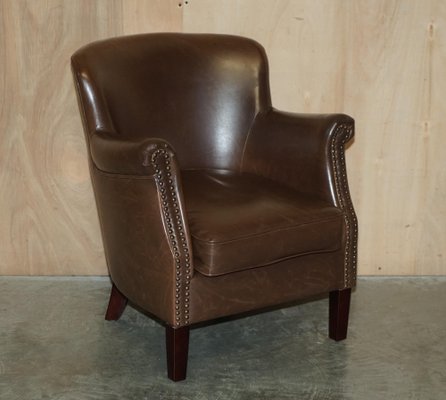 Halo Little Professor Armchairs in Brown Leather by Timothy Oulton, Set of 2