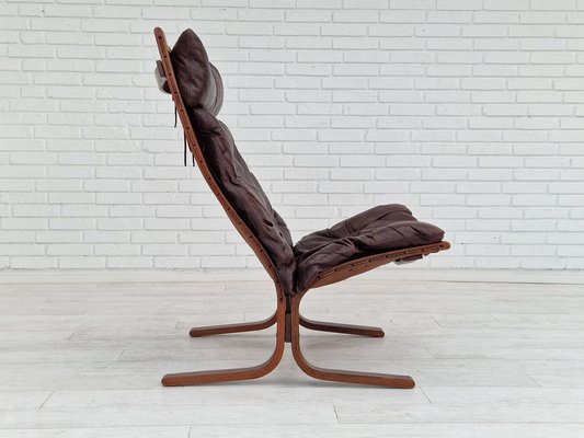 Norwegian Siesta Lounge Chair in Leather and Bentwood by Ingmar Relling for Westnofa 1960s