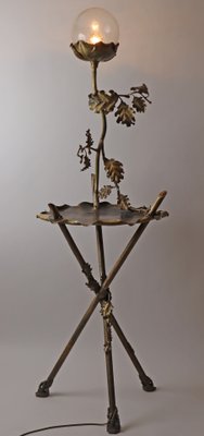 Bronze floor store lamp with table