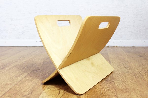 Curved Plywood Magazine Rack, 1980s for sale at Pamono