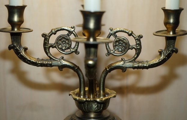 Vintage Brass 4 Branch Candleabra Candle Holder - Antique