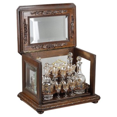 Late 19th Century Black Forest and Crystal Liqueur Cabinet in