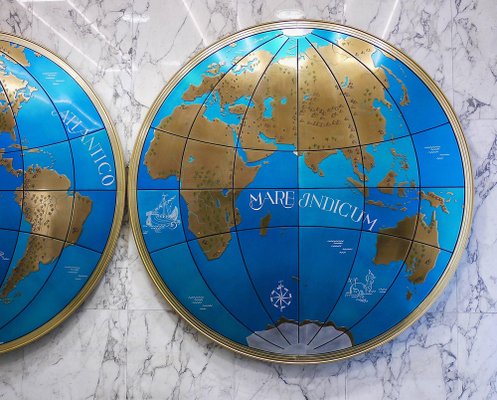 Large Mid Century Austrian World Map Wall Globe 1950s for sale at