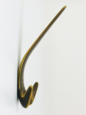 Large Brass Double Wall Coat Hook in the style of Carl Auböck