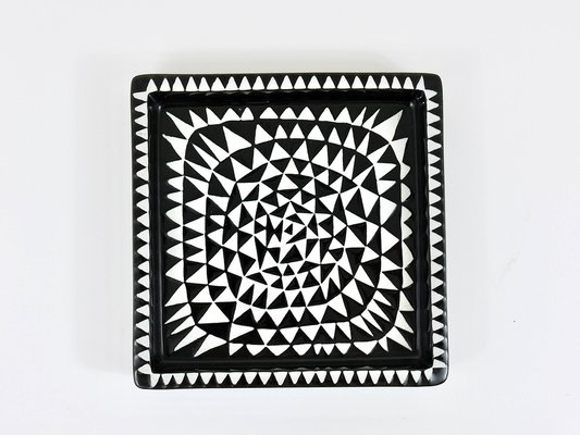 Black & White Ceramic Domino Plate by Stig Lindberg for