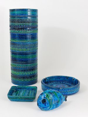 Large Mid-Century Round Rimini Blue Glazed Ashtray