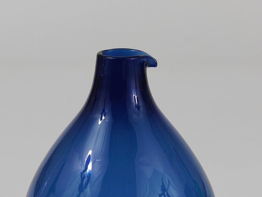 Blue Bird Bottle Glass Vase attributed to Timo Sarpaneva for