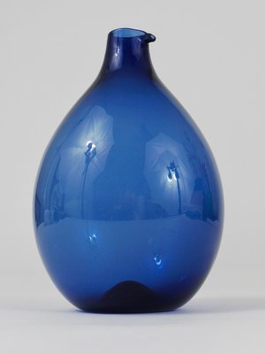 Blue Bird Bottle Glass Vase attributed to Timo Sarpaneva for