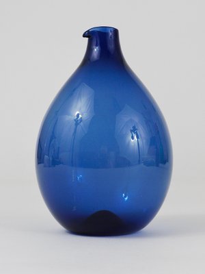 Blue Bird Bottle Glass Vase attributed to Timo Sarpaneva for