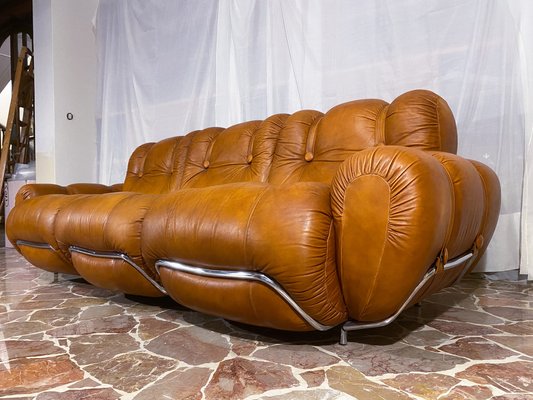 Mid-Century Italian Space Age Leather 3-Seater Sofa, 1970s for sale at  Pamono