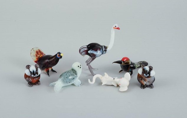 Italian Miniature Animal Glass Figurines, 1960s, Set of 6 for sale