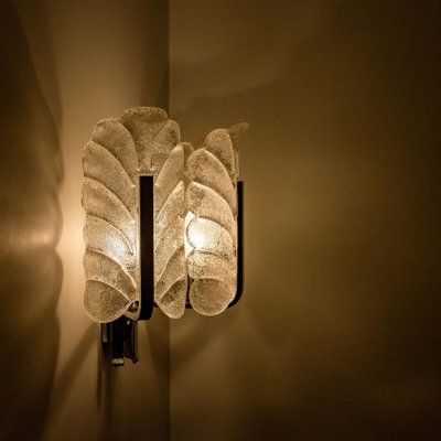Lámparas de pared vintage de con hojas de cromo de Carl para Orrefors, años 60 en venta en Pamono