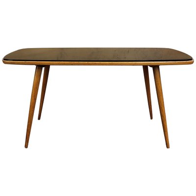 Mid-Century Italian Art Deco Walnut, Brass & Glass Top Side or
