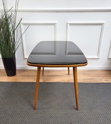 Walnut and on sale glass side table