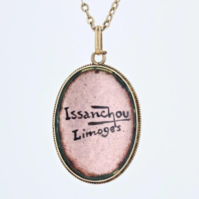 Pendentif En Or Jaune 18 Carats Et émaux De Limoges Signé Lespous - Occasion Très Bon état, Style Romantique