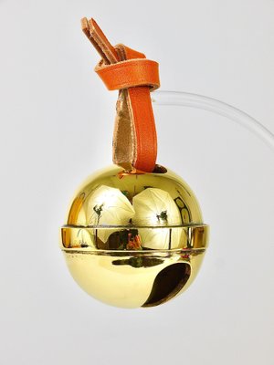 Handcrafted Jingle Bell #5039 Paperweight in Brass, Leather