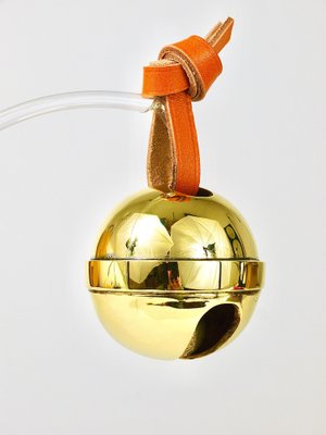 Handcrafted Jingle Bell #5039 Paperweight in Brass, Leather