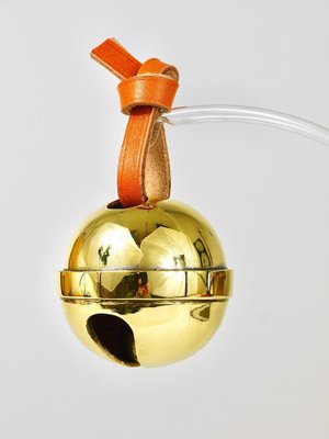 Handcrafted Jingle Bell #5039 Paperweight in Brass, Leather