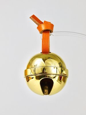 Handcrafted Jingle Bell #5039 Paperweight in Brass, Leather