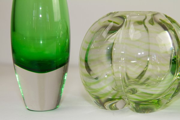 Vintage Scandinavian Glass Vases, 1960s, Set of 8 for sale Vintage Scandinavian Glass Vases, 1960s, Set of 8 for sale