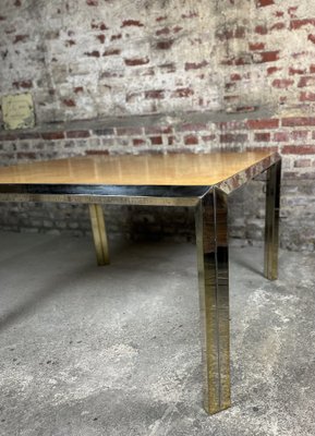 Vintage Italian Square Dining Table in Metal and Elm Burl Vintage Italian Square Dining Table in Metal and Elm Burl