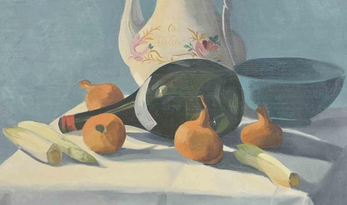 Giovannetti Still Life 鉛筆画 約30x40cm Vintage Pencil Drawing Still Life Geometric Jug Can Ball