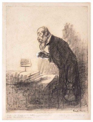 Ricardo Florés, Old Man, Pencil & Charcoal Drawing, 1900 for sale