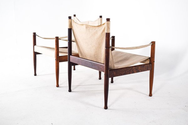 Danish Safari Chairs by Erik Worts for Niels Eilersen 1960s Set of 2
