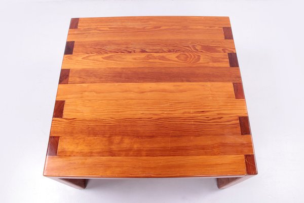 French Brutalist Pine Coffee Table 1970s for sale at Pamono