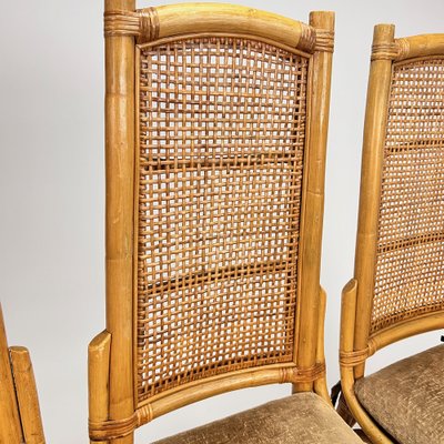 Vintage Rattan Cane Dining Chairs 1970s Set of 4 for sale at