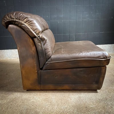 Brown leather store corner lounge