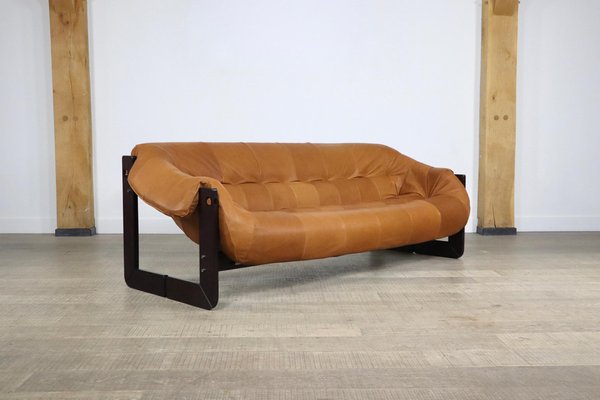Mp 097 Sofa in Cognac Leather by Percival Lafer 1960s for sale at