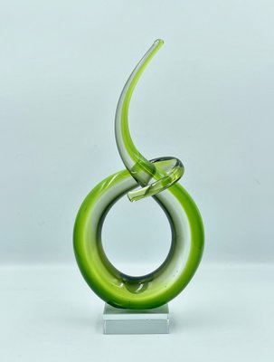 Italian Abstract Green Murano Glass Twist Sculpture, 1960s for