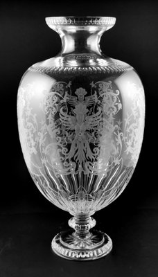 Große italienische Kristallvase im Barockstil mit Gravur bei Pamono kaufen