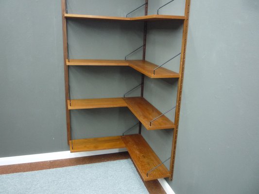 Teak corner cheap shelf unit