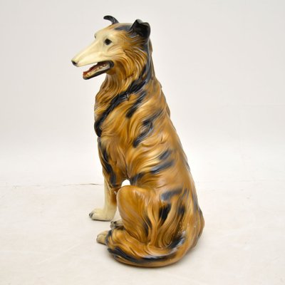 Savignac COLLIE MISCHUNGS-TREU 1952年リト額付 Life Size Collie Dog Ceramic Sculpture, 1960s for sale at Pamono