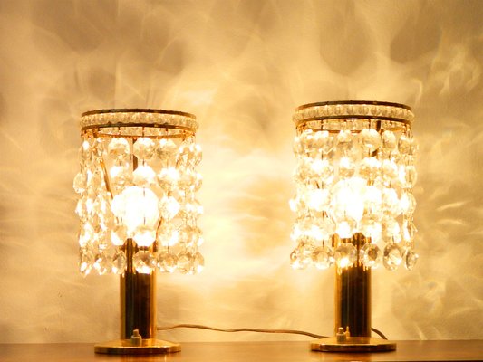 Brass and Crystal Bedside Table Lights from Bakalowits & Söhne
