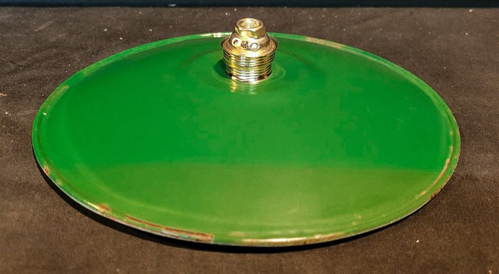 ANCIENNE SUSPENSION INDUSTRIELLE EMAILLEE VERTE