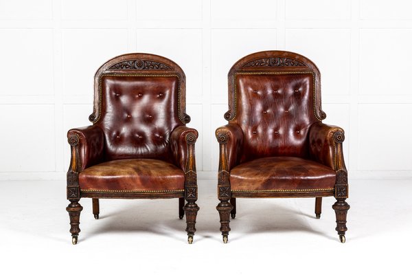 19th Century English Oak Armchairs Set of 2 for sale at Pamono