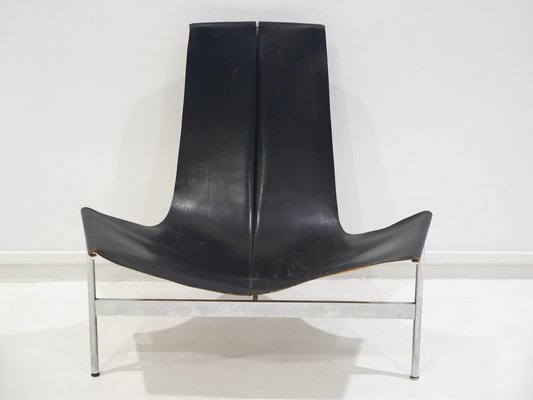 Black Leather T-Chair by Katavolos, Littell, & Kelley for Laverne