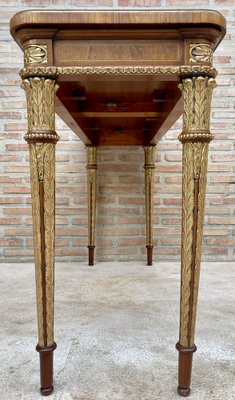 Mid-Century French Console Table in Walnut and Oak Veneer