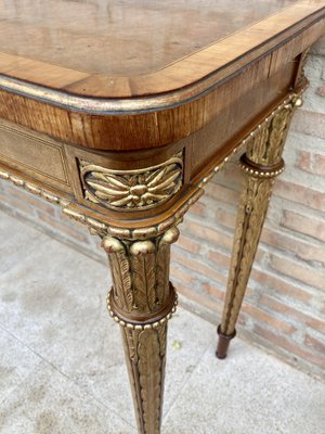 Mid-Century French Console Table in Walnut and Oak Veneer Mid-Century French Console Table in Walnut and Oak Veneer