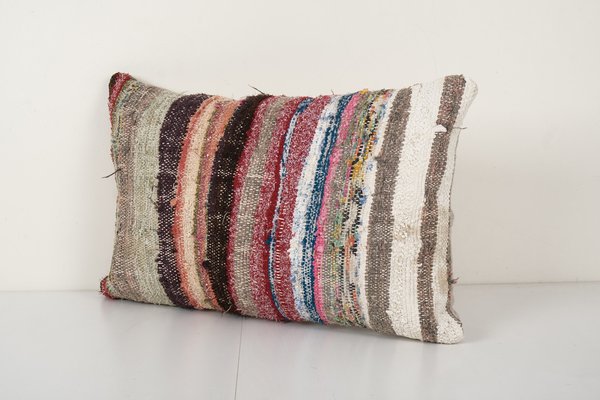 Turkish Kilim Rug Cushion Cover with Stripes for sale at Pamono
