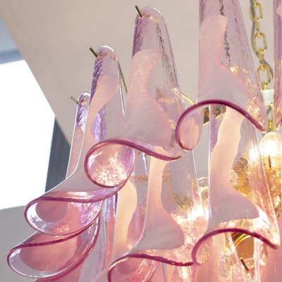Lustre Liberty Laiton Bruni 5 Lumières, Verre Rose Fuchsia, Neuf