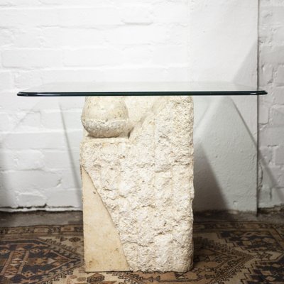Glass top 2024 stone coffee table